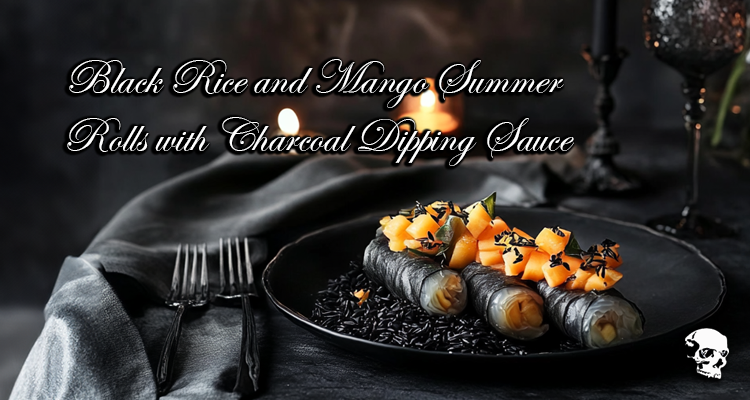 Black Rice and Mango Summer Rolls with Charcoal Dipping Sauce