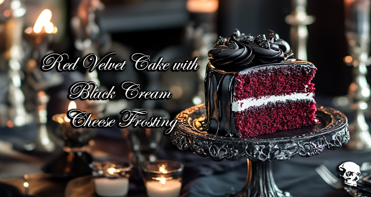 Red Velvet Cake with Black Cream Cheese Frosting