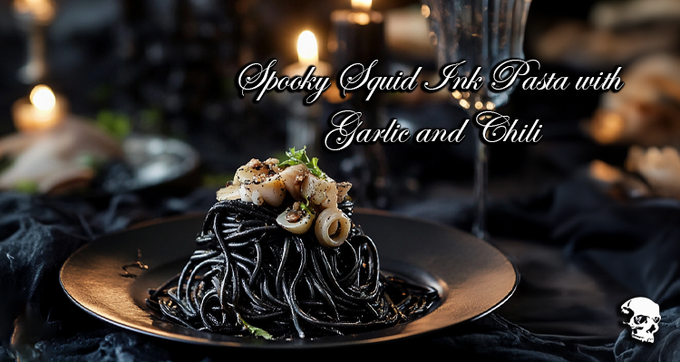 Spooky Squid Ink Pasta with Garlic and Chili