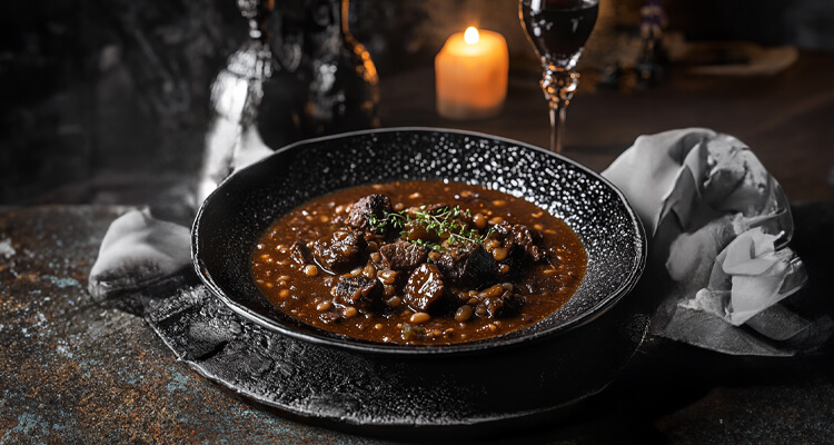 Dark Beef Stew with Black Barley