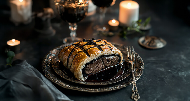 Gothic Beef Wellington with Black Truffle Sauce