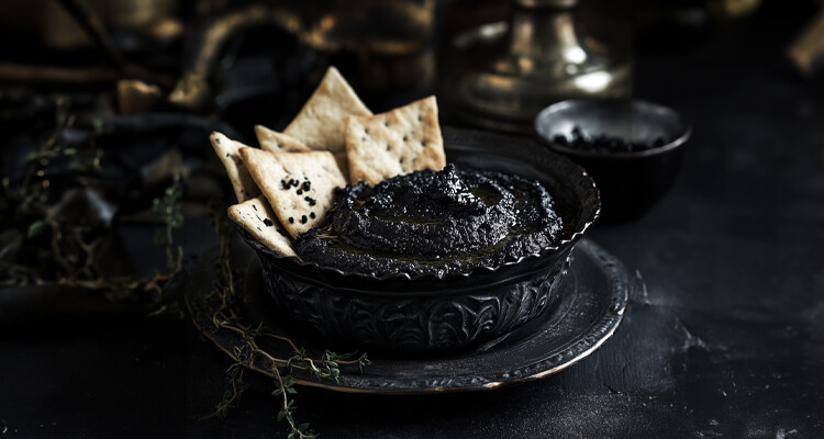 Charcoal Black Hummus with Pita Chips