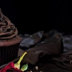 black velvet cupcakes on gothic table setting