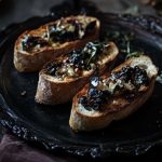 Black Garlic Bruschetta with Charred Baguette Slices