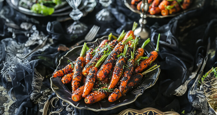 Gothic Black Sesame and Honey Glazed Carrots