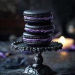 Midnight Black Macarons with Purple Buttercream