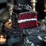 Red Velvet Cake with Black Cream Cheese Frosting