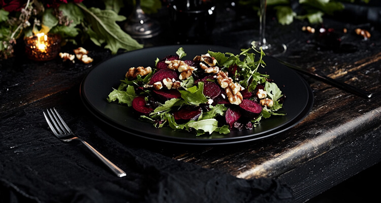 Dark Roasted Beet and Walnut Salad