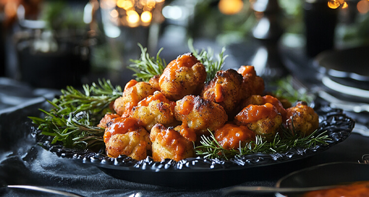Midnight Spiced Cauliflower Bites with Buffalo Sauce