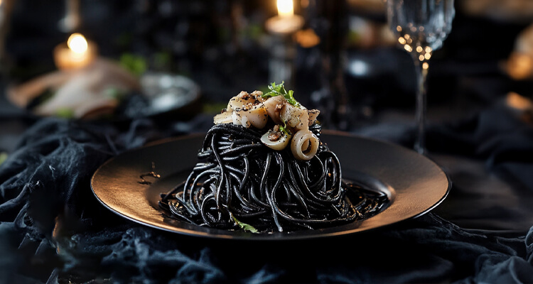 Spooky Squid Ink Pasta with Garlic and Chili