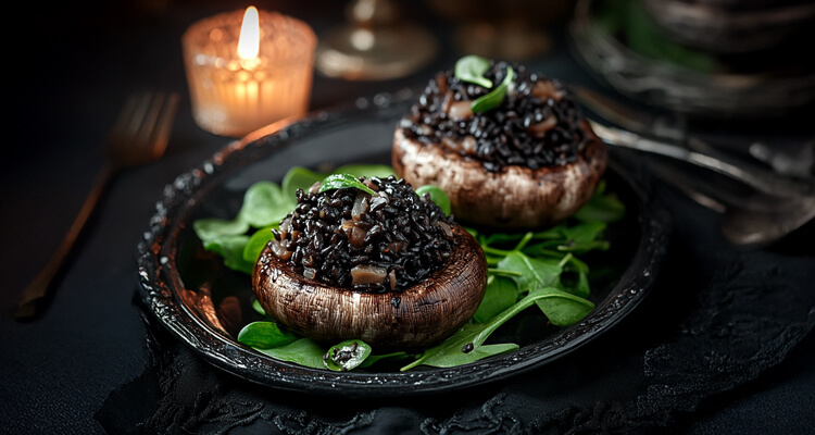 Stuffed Mushrooms with Black Rice and Spinach