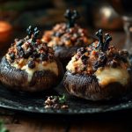Sinister Stuffed Mushrooms with Black Bean and Cheese