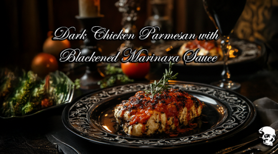 Dark Chicken Parmesan with Blackened Marinara Sauce