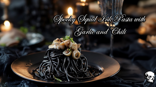 Spooky Squid Ink Pasta with Garlic and Chili
